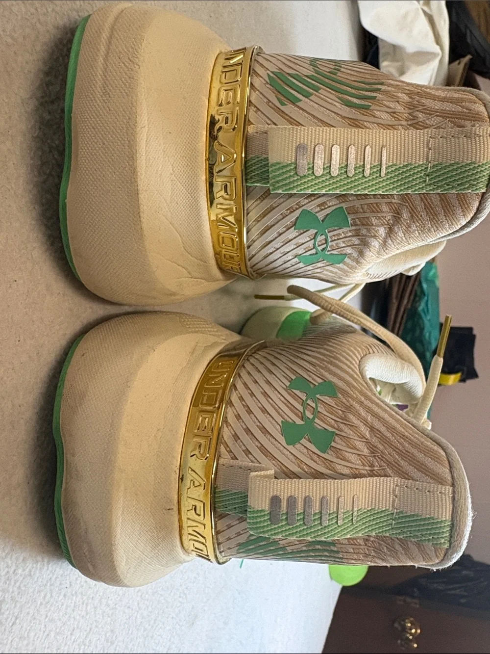 Under Armour White & Green Performance Running Sneakers